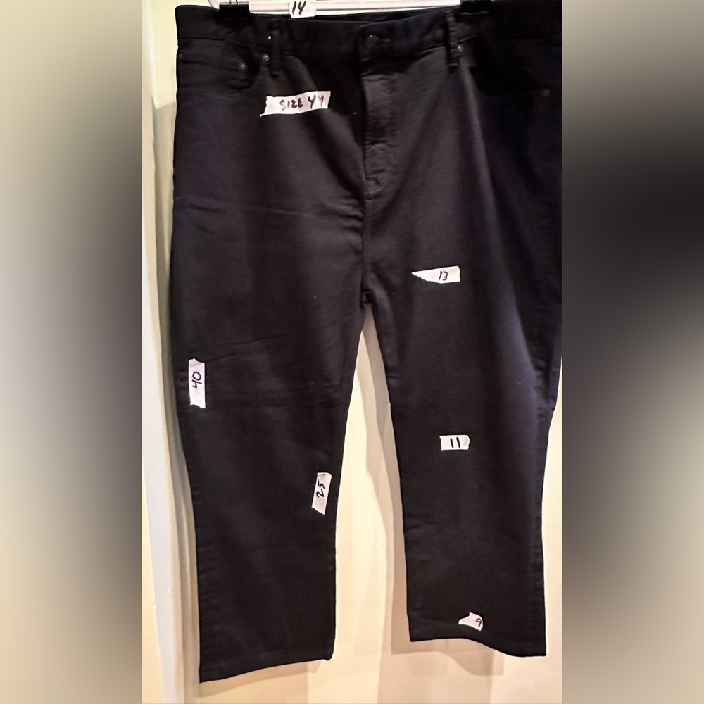 Old Navy black stretch jeans size 44 professionally altered